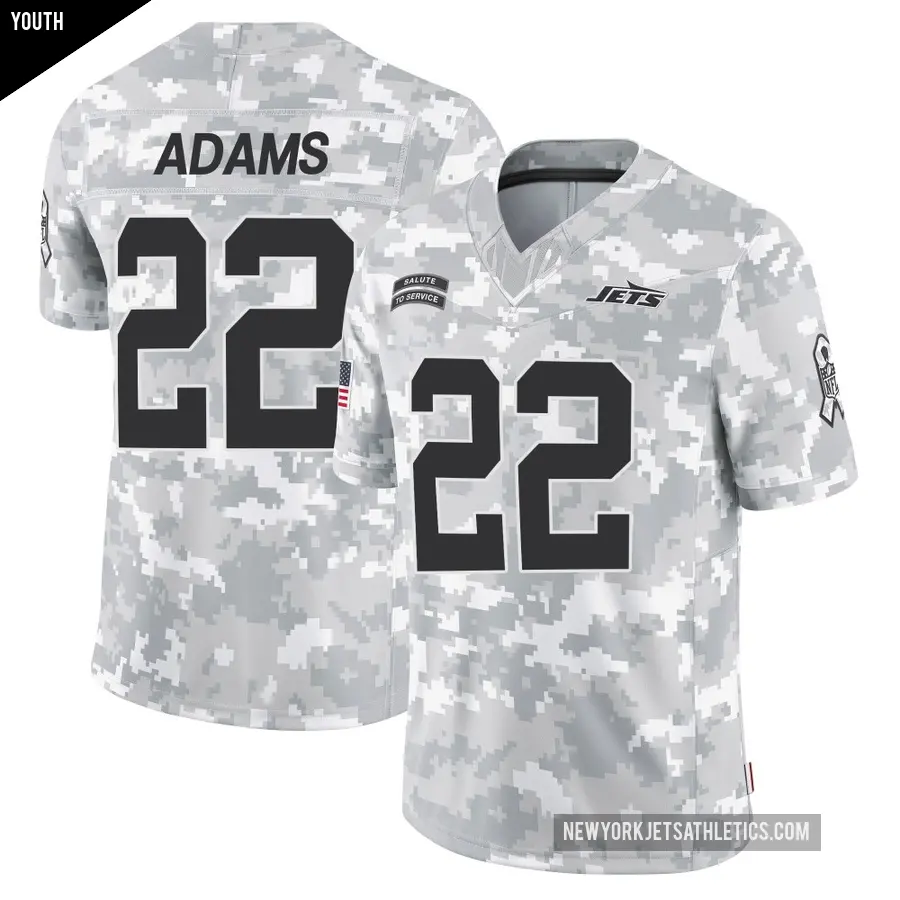 Youth New York Jets ＃22 Tony Adams Arctic Camo Limited 2024 Salute to Service Jersey