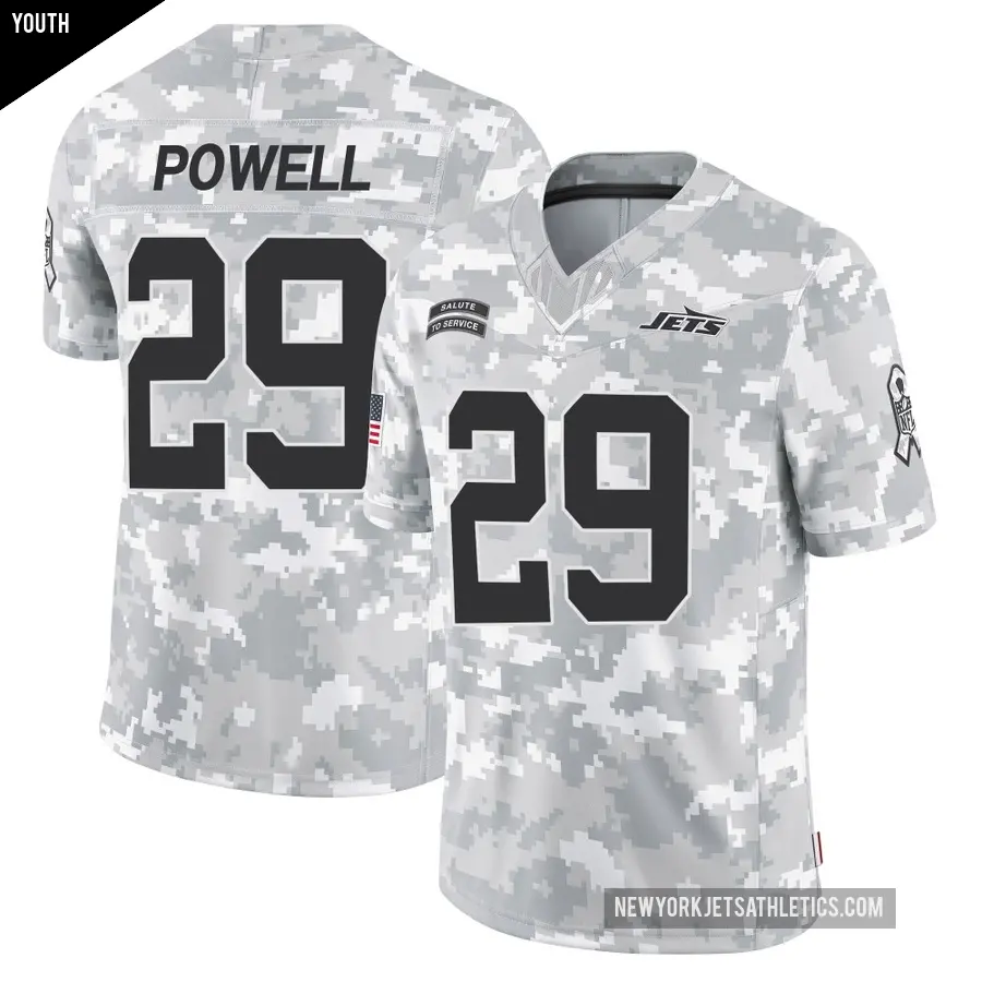 Youth New York Jets ＃29 Bilal Powell Arctic Camo Limited 2024 Salute to Service Jersey