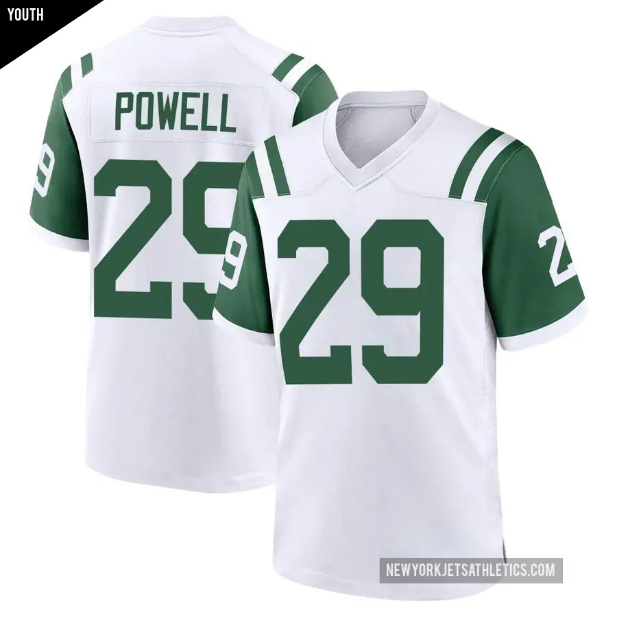 Youth New York Jets ＃29 Bilal Powell White Game Classic Alternate Jersey
