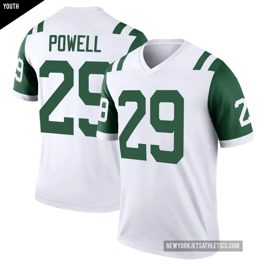 Youth New York Jets ＃29 Bilal Powell White Legend Classic Alternate Jersey