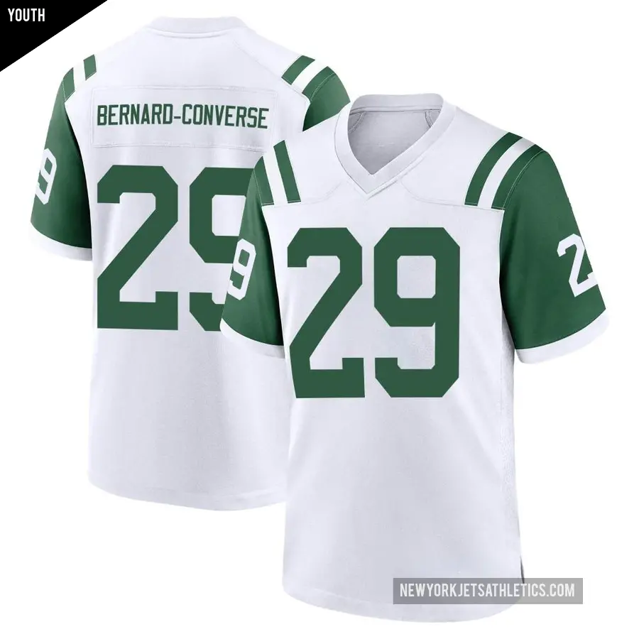 Youth New York Jets ＃29 Jarrick Bernard-Converse White Game Classic Alternate Jersey