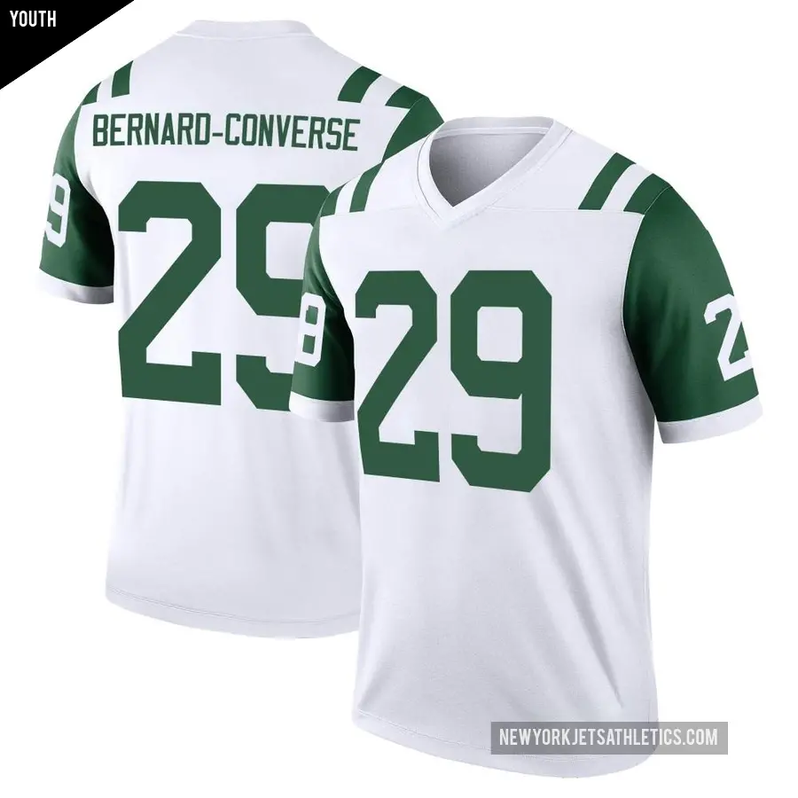 Youth New York Jets ＃29 Jarrick Bernard-Converse White Legend Classic Alternate Jersey