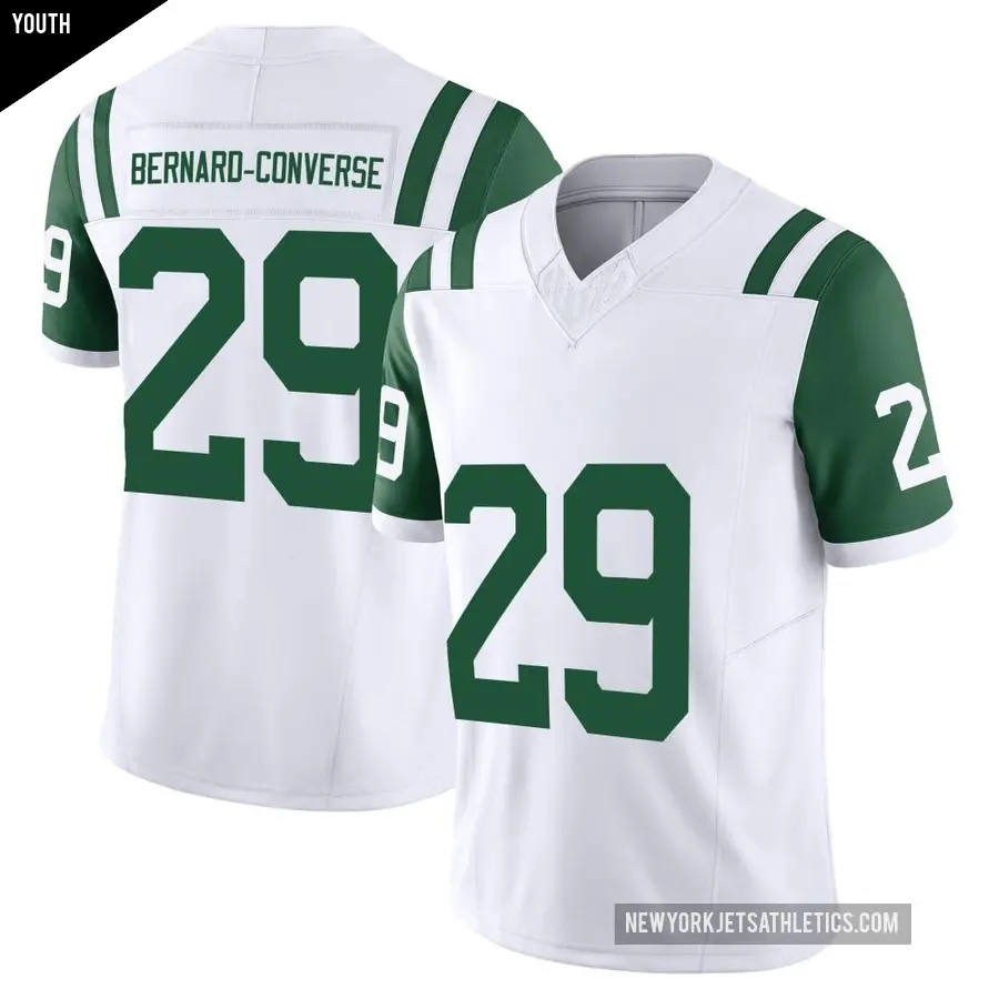 Youth New York Jets ＃29 Jarrick Bernard-Converse White Limited Classic Alternate Vapor F.U.S.E. Jersey