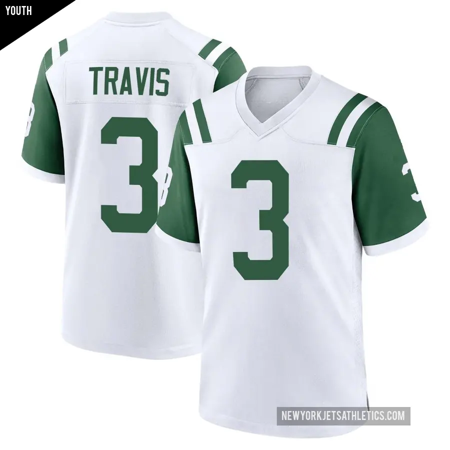 Youth New York Jets ＃3 Jordan Travis White Game Classic Alternate Jersey