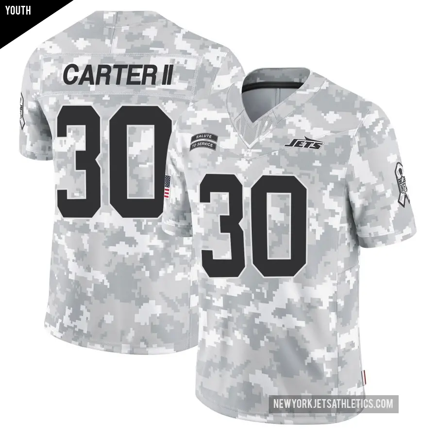Youth New York Jets ＃30 Michael Carter II Arctic Camo Limited 2024 Salute to Service Jersey