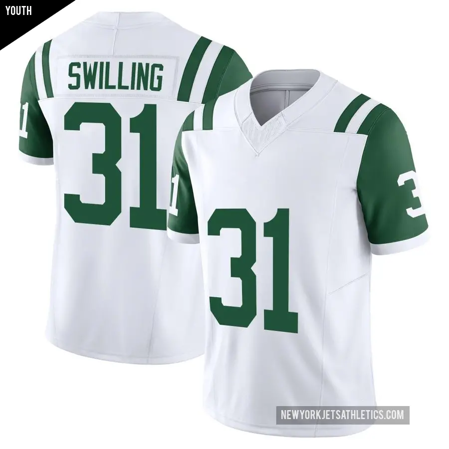 Youth New York Jets ＃31 Tre Swilling White Limited Classic Alternate Vapor F.U.S.E. Jersey