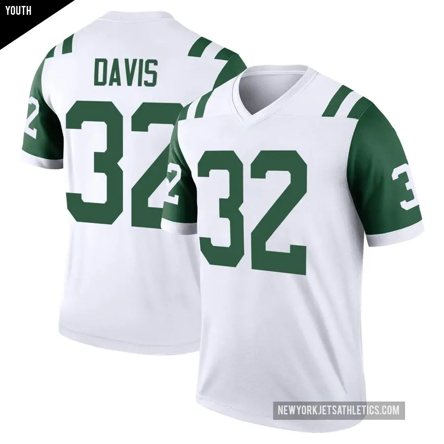 Youth New York Jets ＃32 Isaiah Davis White Legend Classic Alternate Jersey