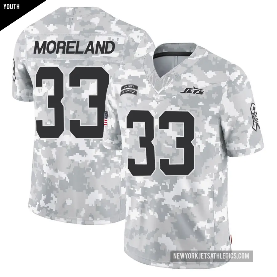 Youth New York Jets ＃33 Jimmy Moreland Arctic Camo Limited 2024 Salute to Service Jersey