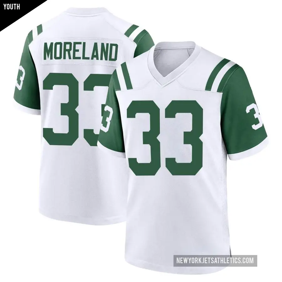 Youth New York Jets ＃33 Jimmy Moreland White Game Classic Alternate Jersey