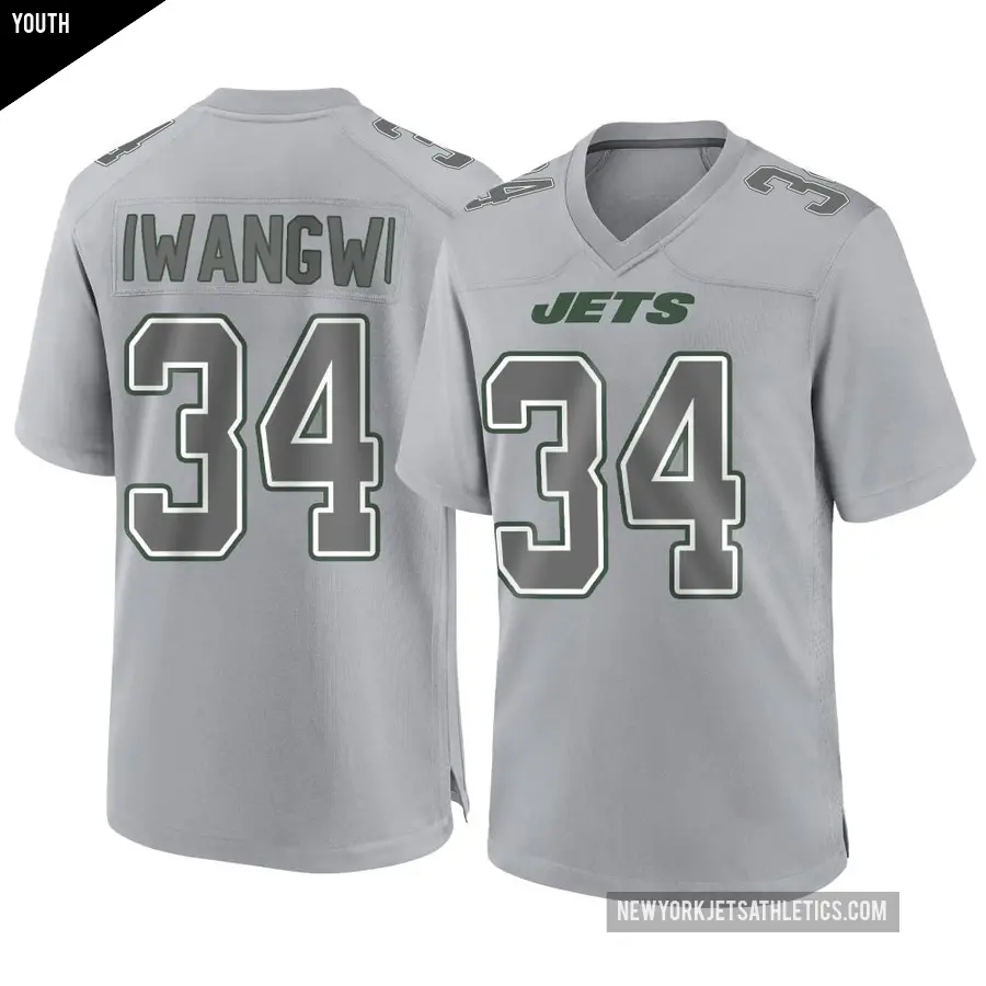 Youth New York Jets ＃34 Kene Nwangwu Gray Game Atmosphere Fashion Jersey