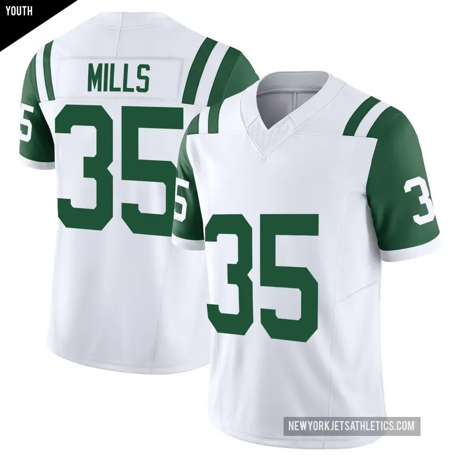 Youth New York Jets ＃35 Jalen Mills White Limited Classic Alternate Vapor F.U.S.E. Jersey