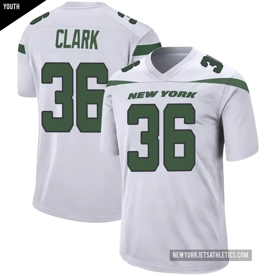 Youth New York Jets ＃36 Chuck Clark White Game Spotlight Jersey