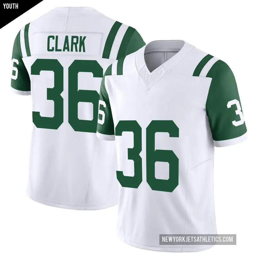Youth New York Jets ＃36 Chuck Clark White Limited Classic Alternate Vapor F.U.S.E. Jersey