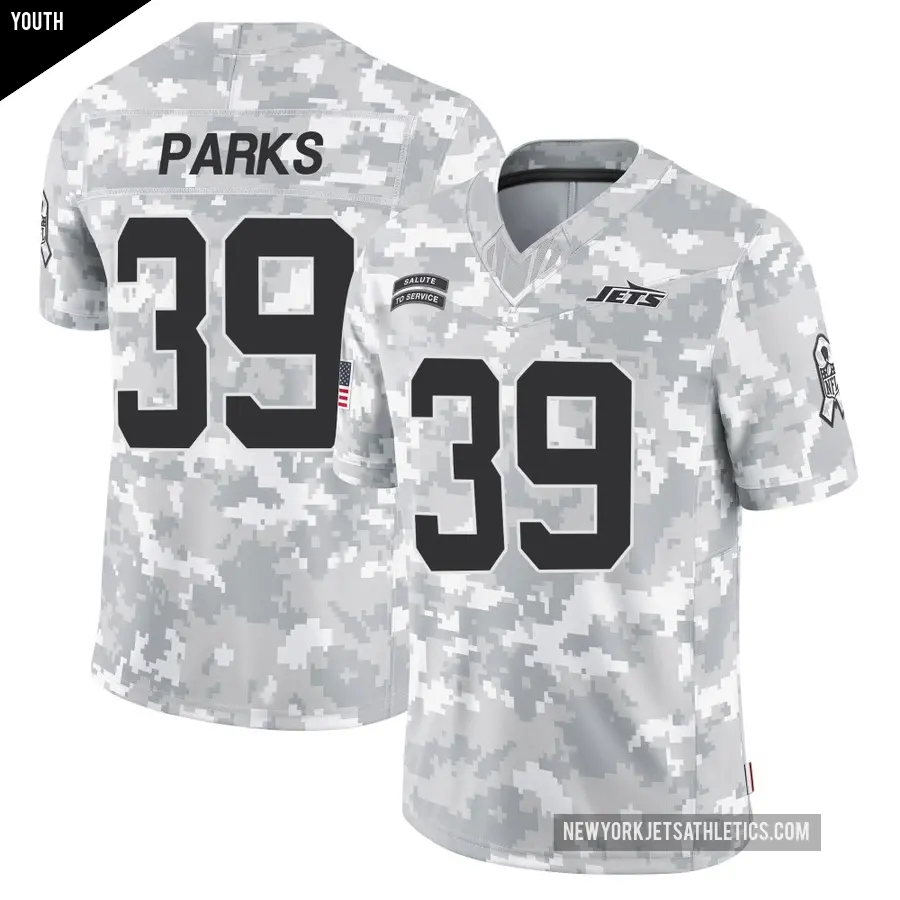 Youth New York Jets ＃39 Will Parks Arctic Camo Limited 2024 Salute to Service Jersey