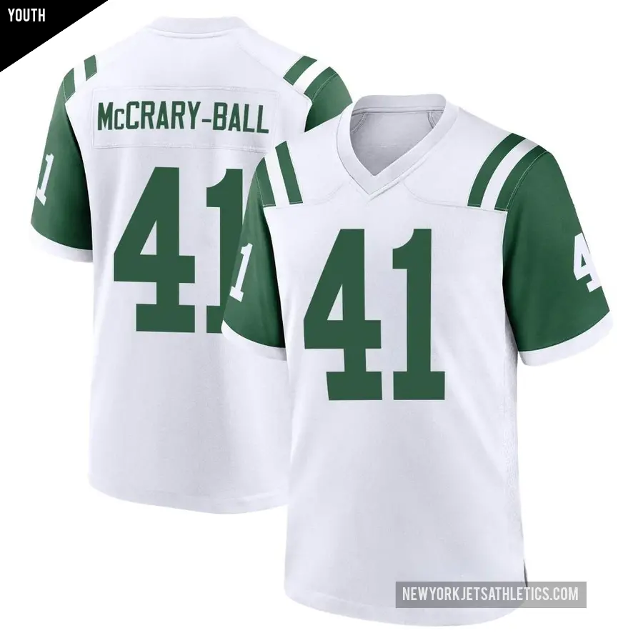 Youth New York Jets ＃41 Marcelino McCrary-Ball White Game Classic Alternate Jersey