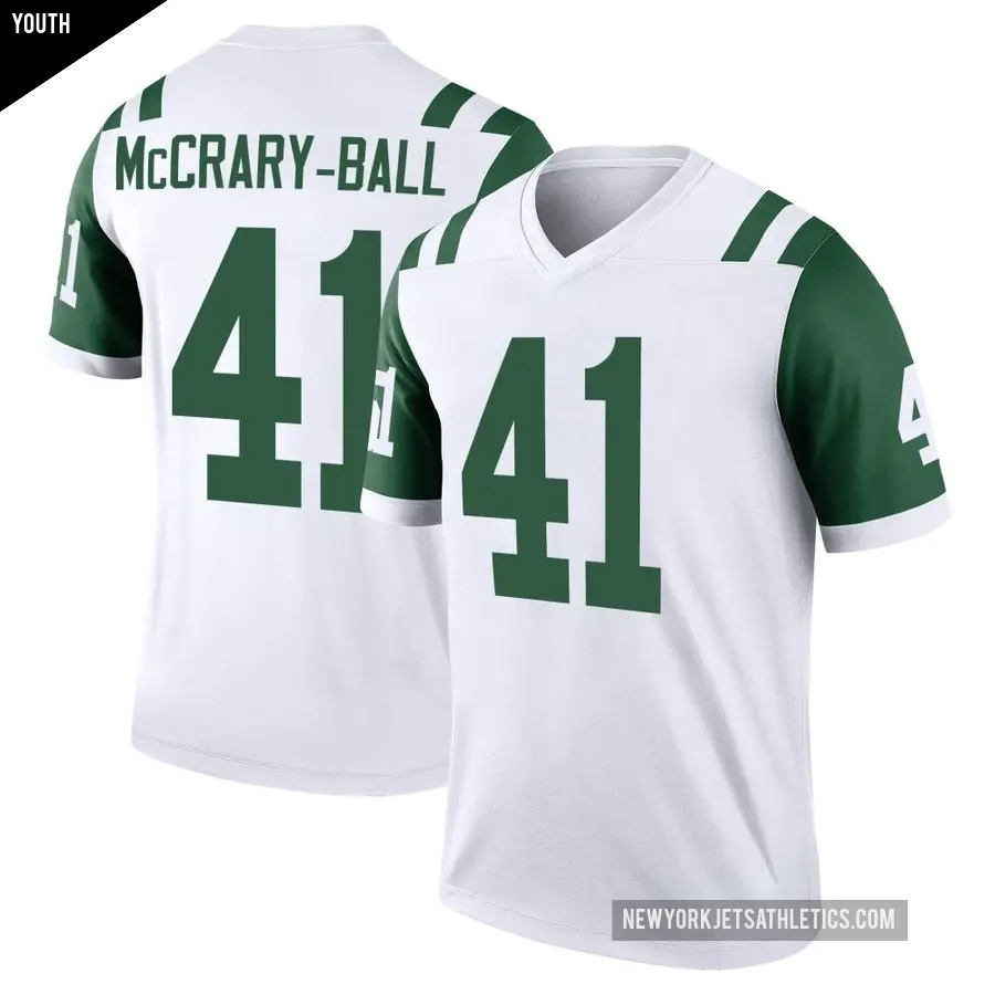 Youth New York Jets ＃41 Marcelino McCrary-Ball White Legend Classic Alternate Jersey