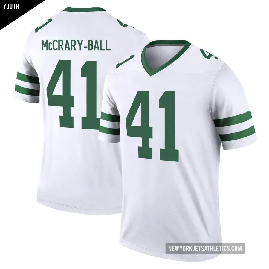 Youth New York Jets ＃41 Marcelino McCrary-Ball White Legend Legacy Jersey