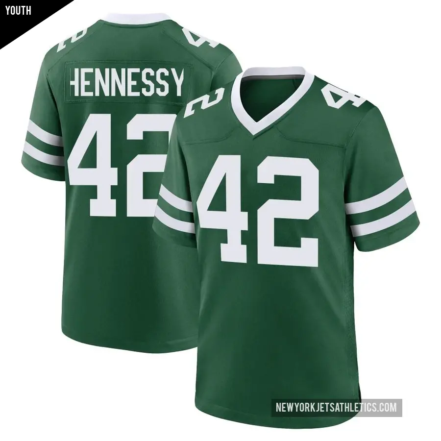Youth New York Jets ＃42 Thomas Hennessy Green Game Legacy Jersey