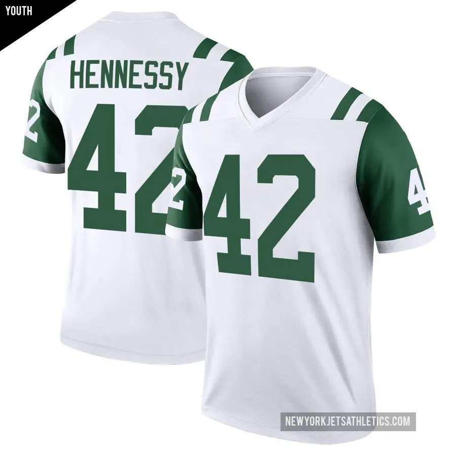 Youth New York Jets ＃42 Thomas Hennessy White Legend Classic Alternate Jersey