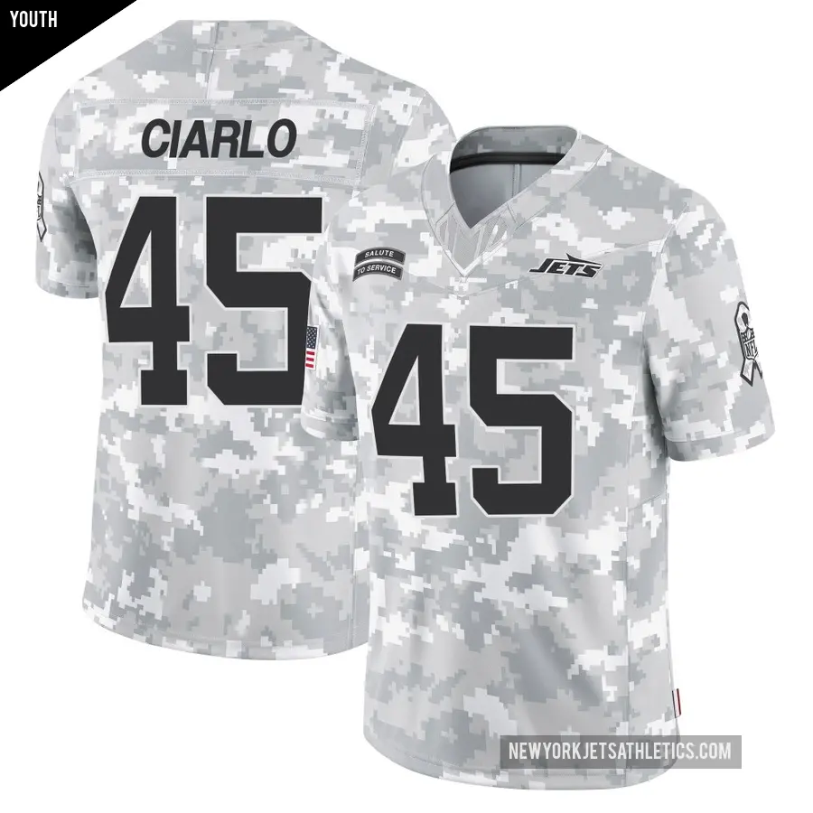 Youth New York Jets ＃45 Jimmy Ciarlo Arctic Camo Limited 2024 Salute to Service Jersey