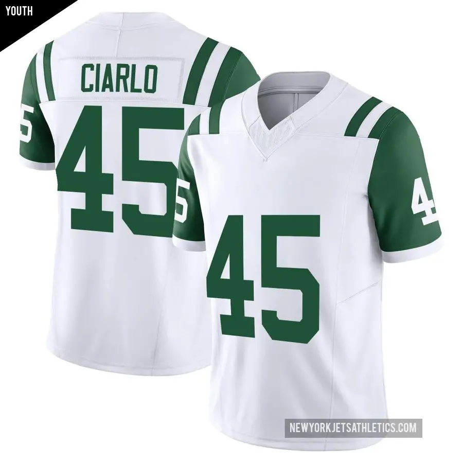 Youth New York Jets ＃45 Jimmy Ciarlo White Limited Classic Alternate Vapor F.U.S.E. Jersey