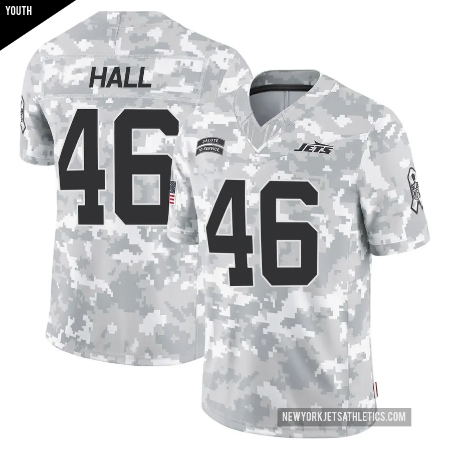 Youth New York Jets ＃46 Maalik Hall Arctic Camo Limited 2024 Salute to Service Jersey