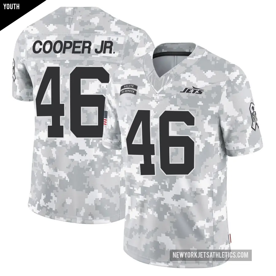 Youth New York Jets ＃46 Ryan Cooper Jr. Arctic Camo Limited 2024 Salute to Service Jersey