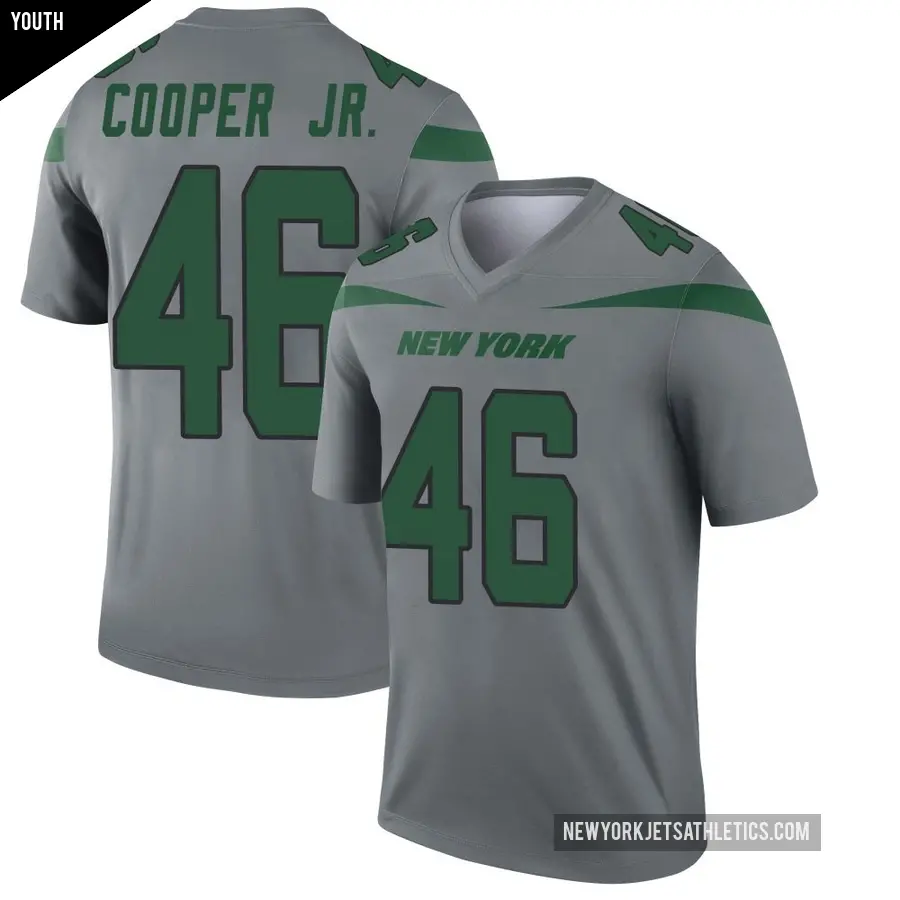 Youth New York Jets ＃46 Ryan Cooper Jr. Gray Legend Inverted Jersey