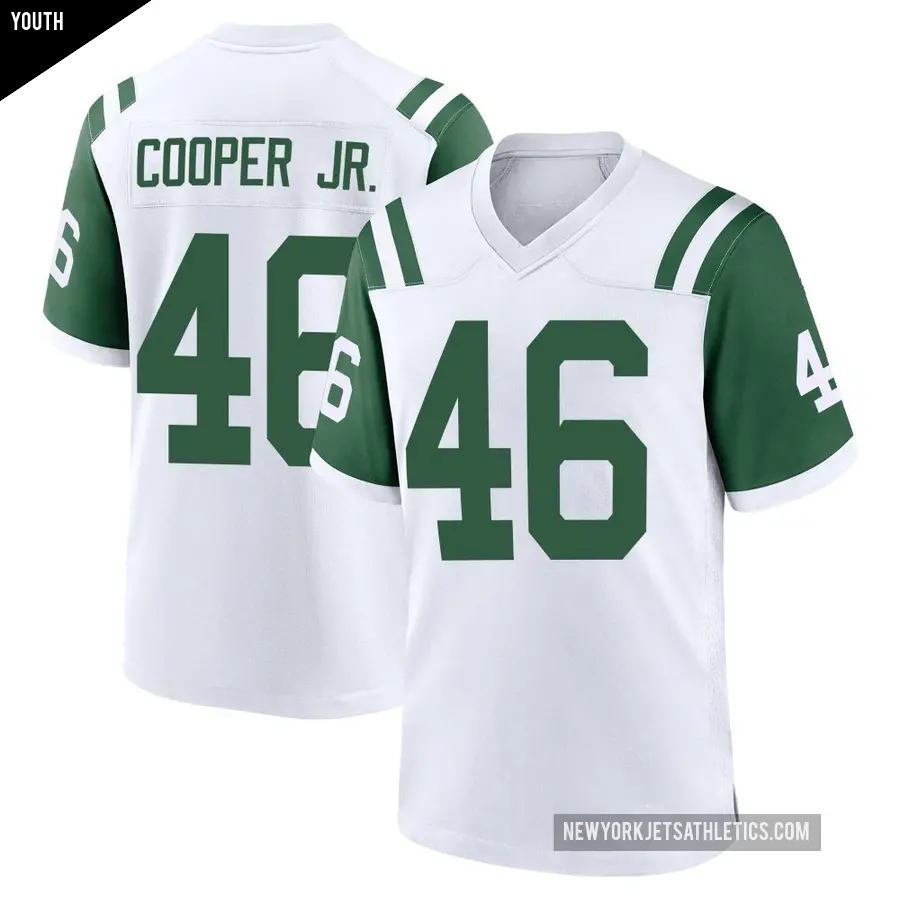 Youth New York Jets ＃46 Ryan Cooper Jr. White Game Classic Alternate Jersey