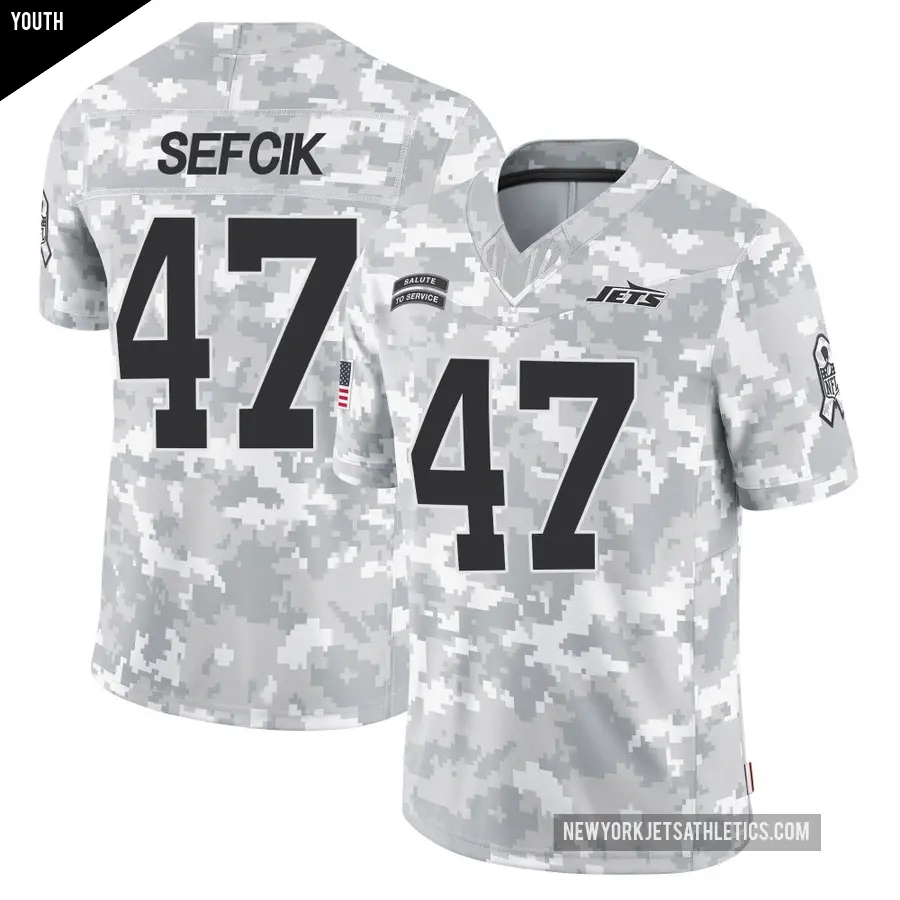 Youth New York Jets ＃47 Lincoln Sefcik Arctic Camo Limited 2024 Salute to Service Jersey
