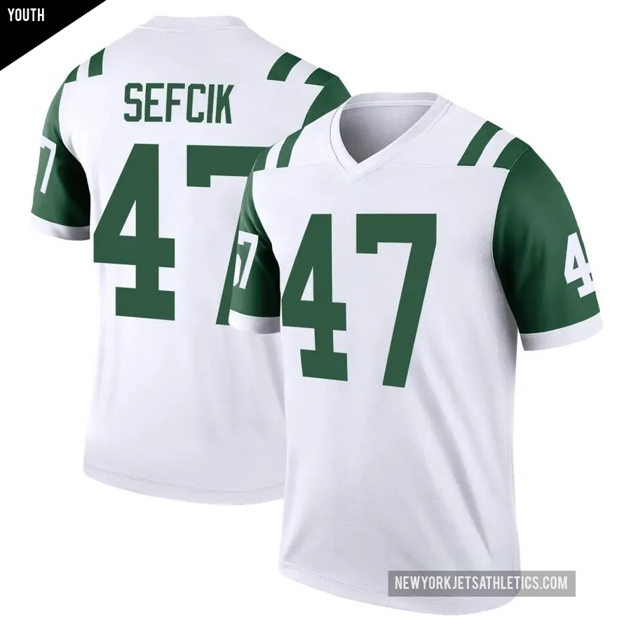 Youth New York Jets ＃47 Lincoln Sefcik White Legend Classic Alternate Jersey