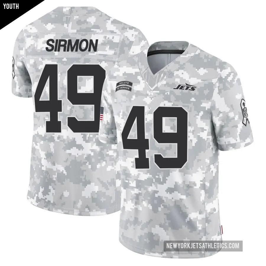 Youth New York Jets ＃49 Jackson Sirmon Arctic Camo Limited 2024 Salute to Service Jersey