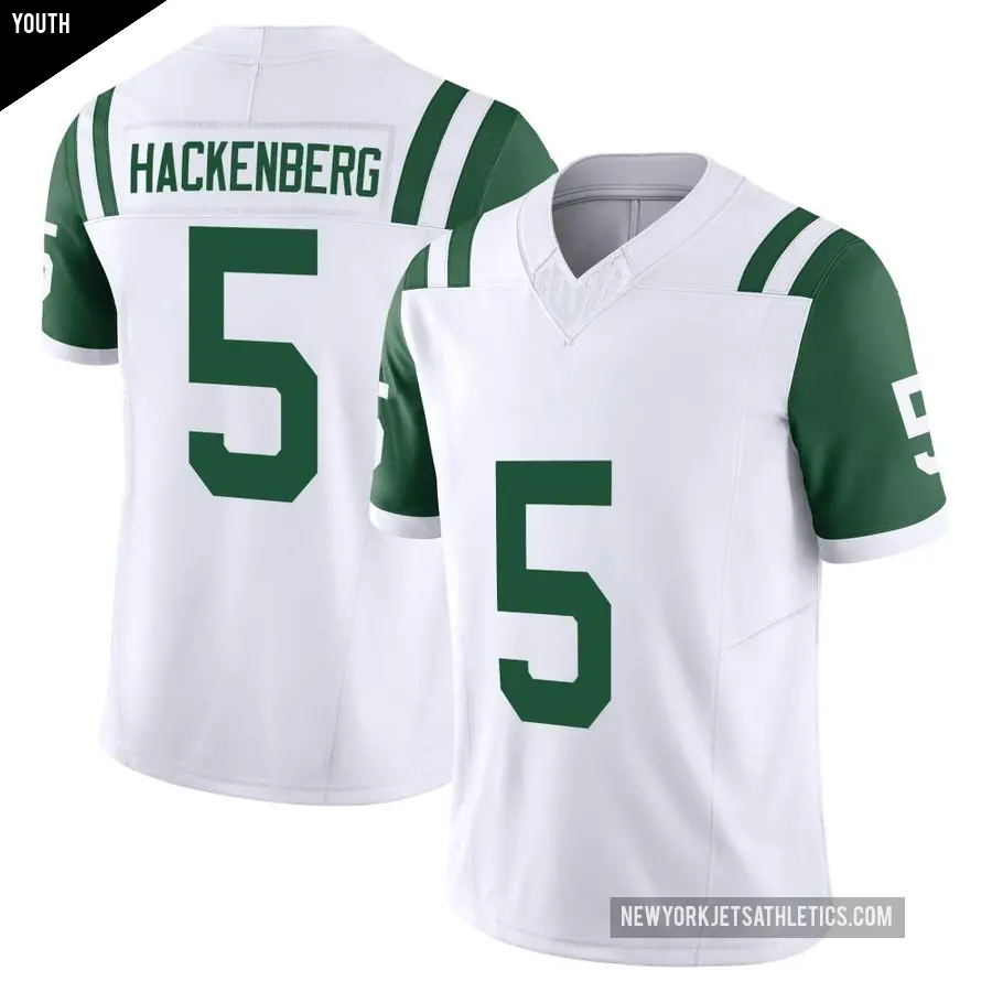 Youth New York Jets ＃5 Christian Hackenberg White Limited Classic Alternate Vapor F.U.S.E. Jersey