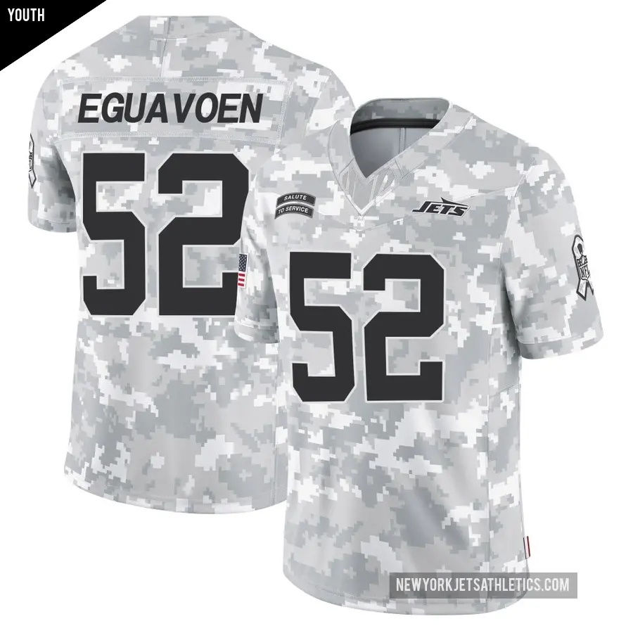 Youth New York Jets ＃52 Sam Eguavoen Arctic Camo Limited 2024 Salute to Service Jersey