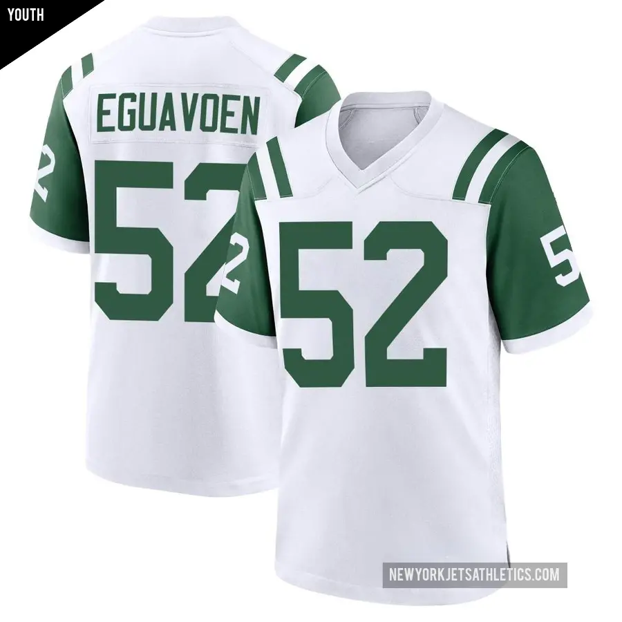 Youth New York Jets ＃52 Sam Eguavoen White Game Classic Alternate Jersey