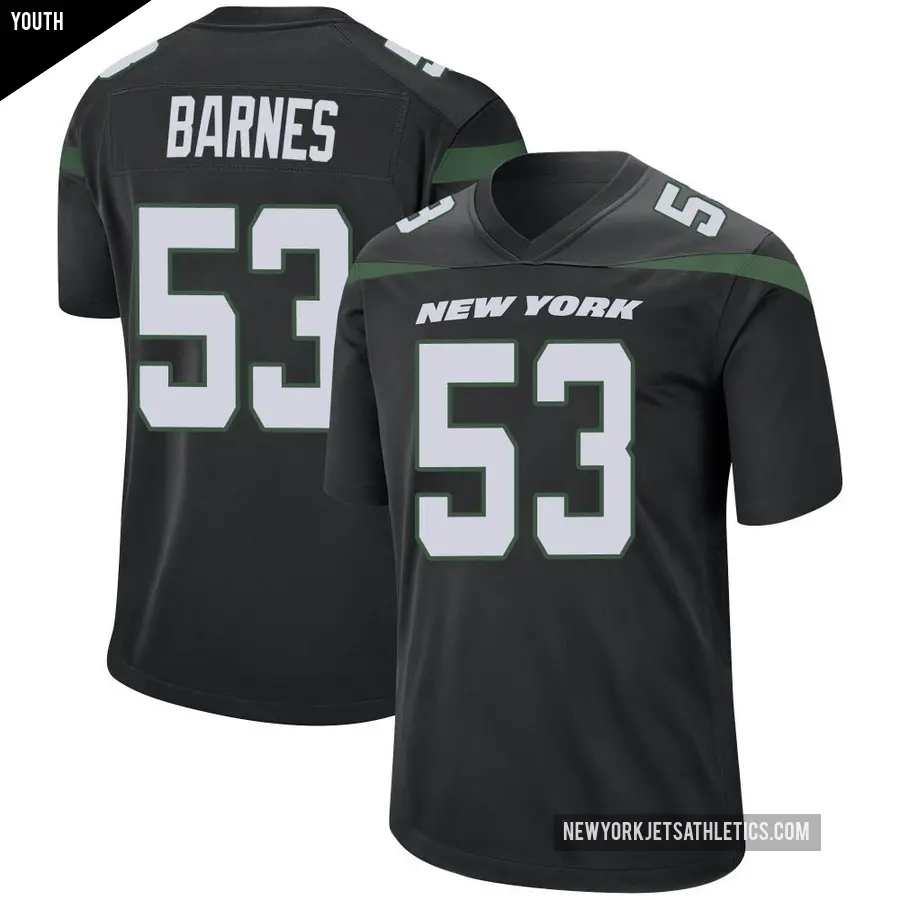 Youth New York Jets ＃53 Zaire Barnes Black Game Stealth Jersey