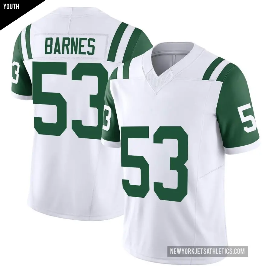 Youth New York Jets ＃53 Zaire Barnes White Limited Classic Alternate Vapor F.U.S.E. Jersey