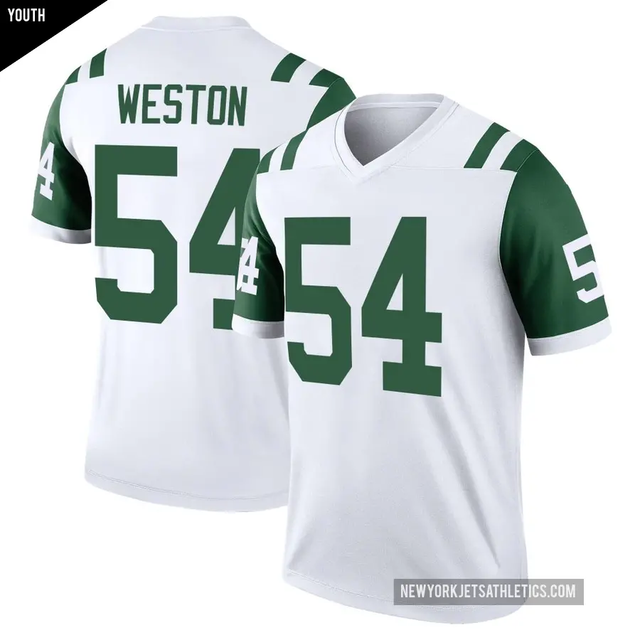 Youth New York Jets ＃54 Ja'Markis Weston White Legend Classic Alternate Jersey