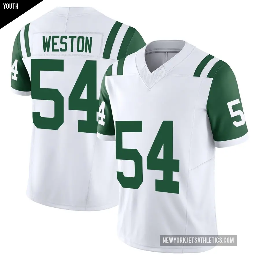 Youth New York Jets ＃54 Ja'Markis Weston White Limited Classic Alternate Vapor F.U.S.E. Jersey