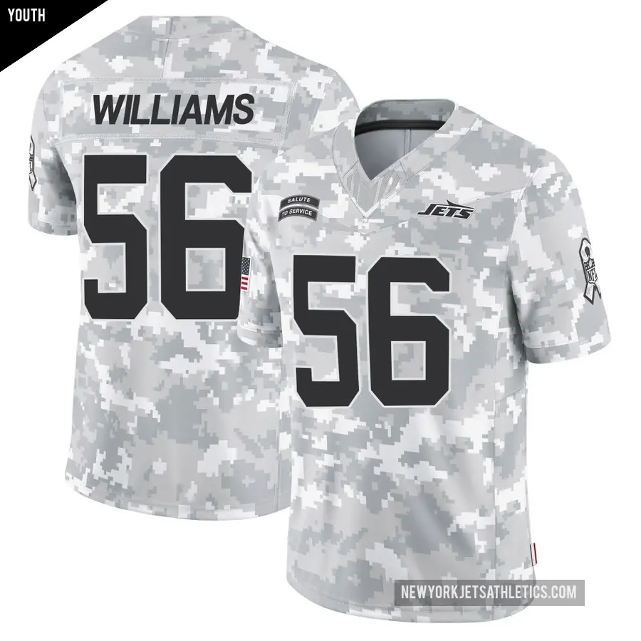 Youth New York Jets ＃56 Quincy Williams Arctic Camo Limited 2024 Salute to Service Jersey