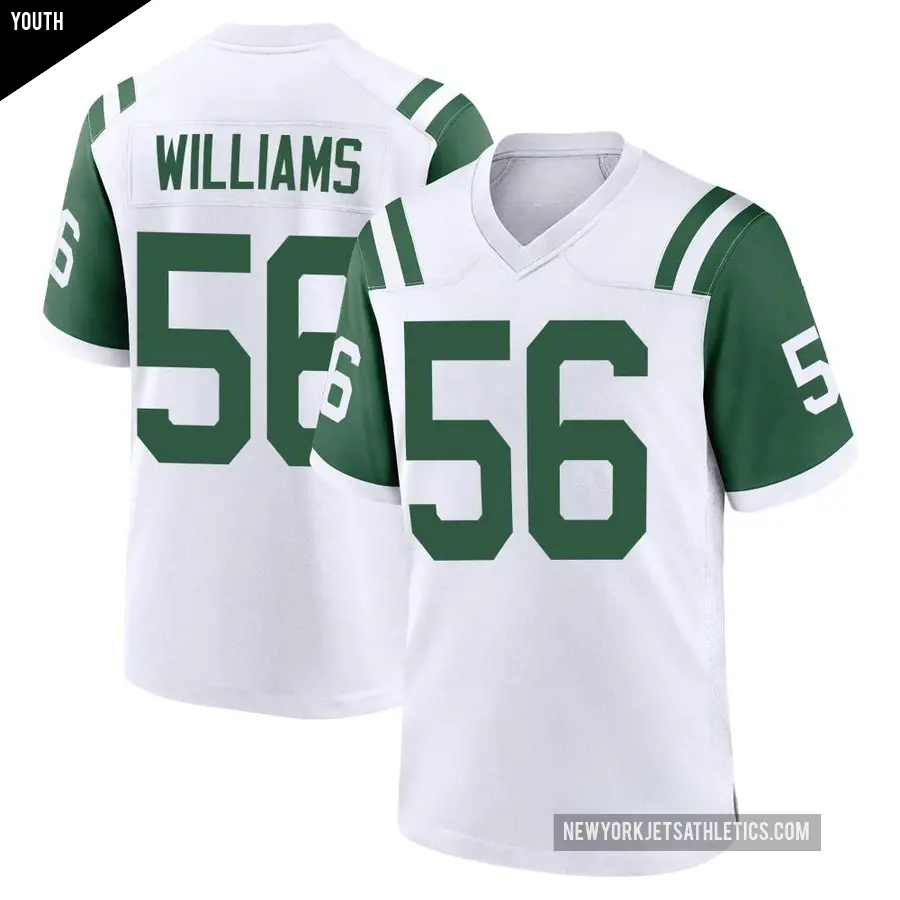 Youth New York Jets ＃56 Quincy Williams White Game Classic Alternate Jersey