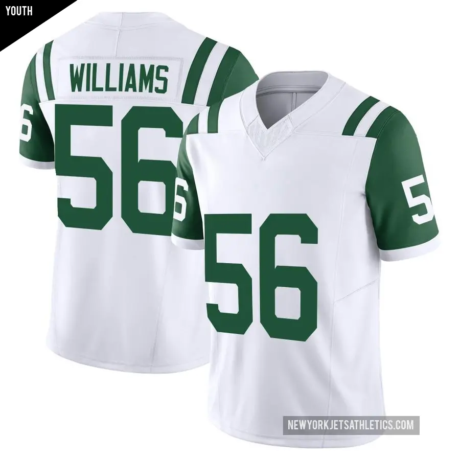 Youth New York Jets ＃56 Quincy Williams White Limited Classic Alternate Vapor F.U.S.E. Jersey