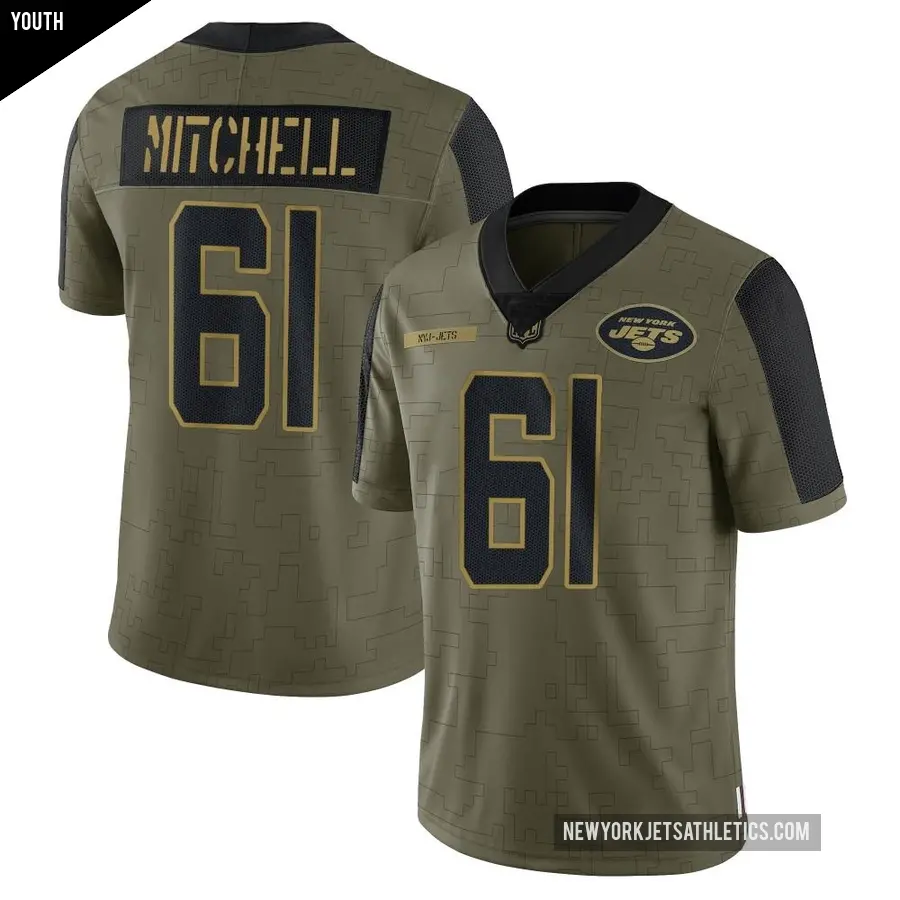 Youth New York Jets ＃61 Max Mitchell Olive Limited 2021 Salute To Service Jersey