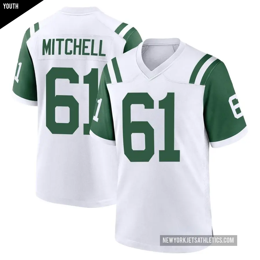 Youth New York Jets ＃61 Max Mitchell White Game Classic Alternate Jersey