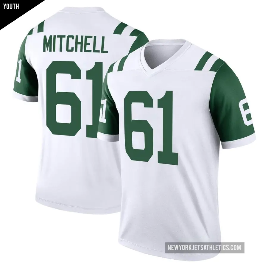 Youth New York Jets ＃61 Max Mitchell White Legend Classic Alternate Jersey