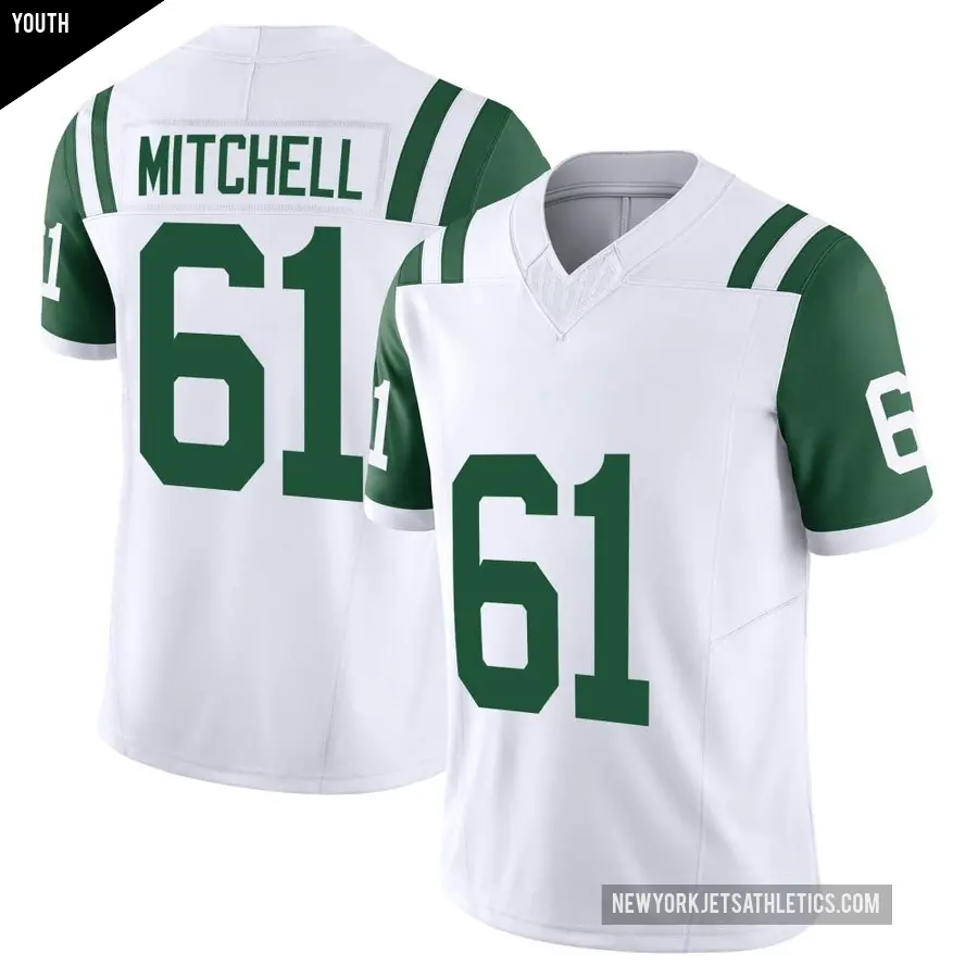 Youth New York Jets ＃61 Max Mitchell White Limited Classic Alternate Vapor F.U.S.E. Jersey
