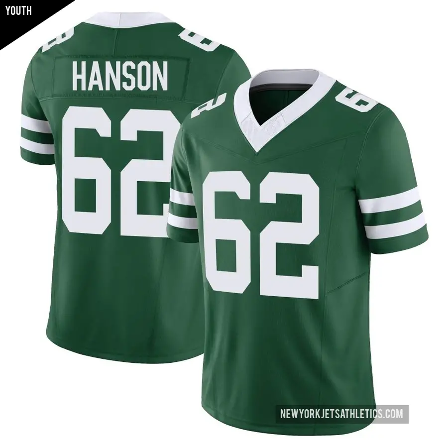 Youth New York Jets ＃62 Jake Hanson Green Limited Legacy Vapor F.U.S.E. Jersey