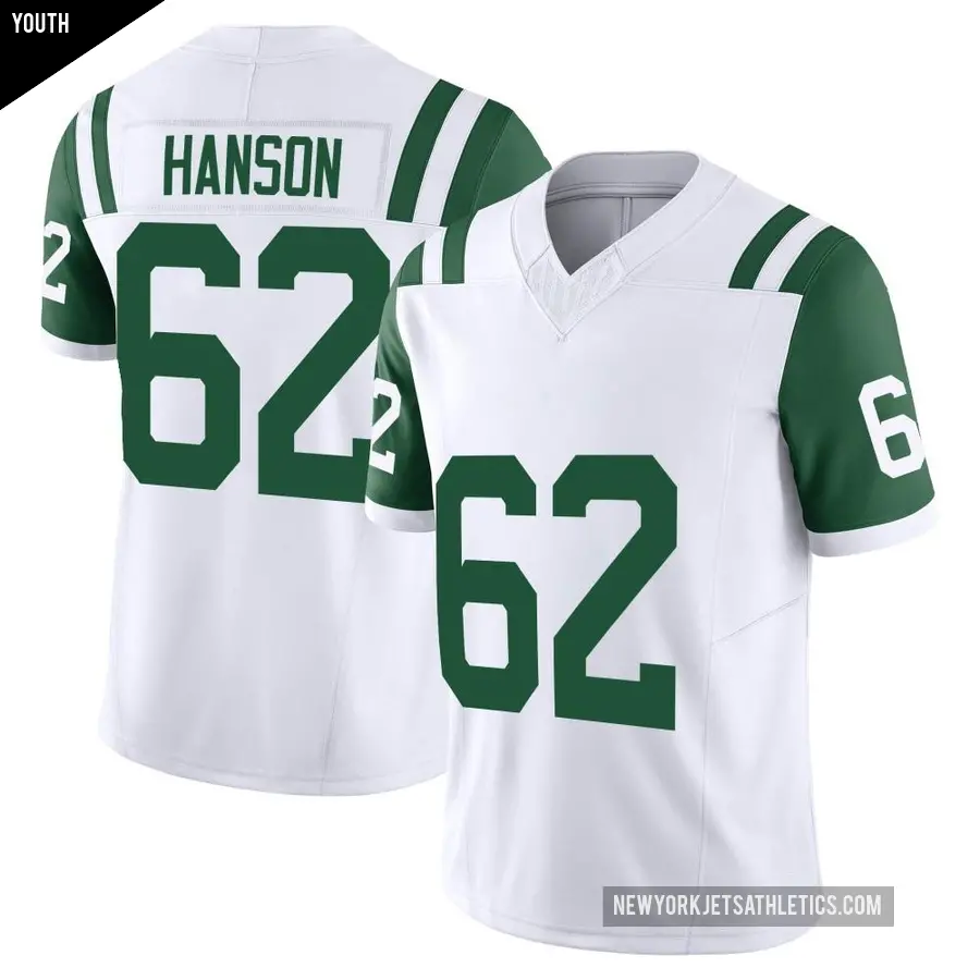 Youth New York Jets ＃62 Jake Hanson White Limited Classic Alternate Vapor F.U.S.E. Jersey