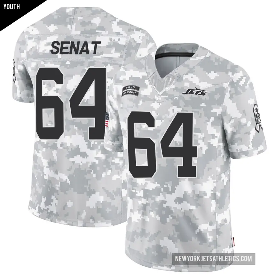 Youth New York Jets ＃64 Greg Senat Arctic Camo Limited 2024 Salute to Service Jersey