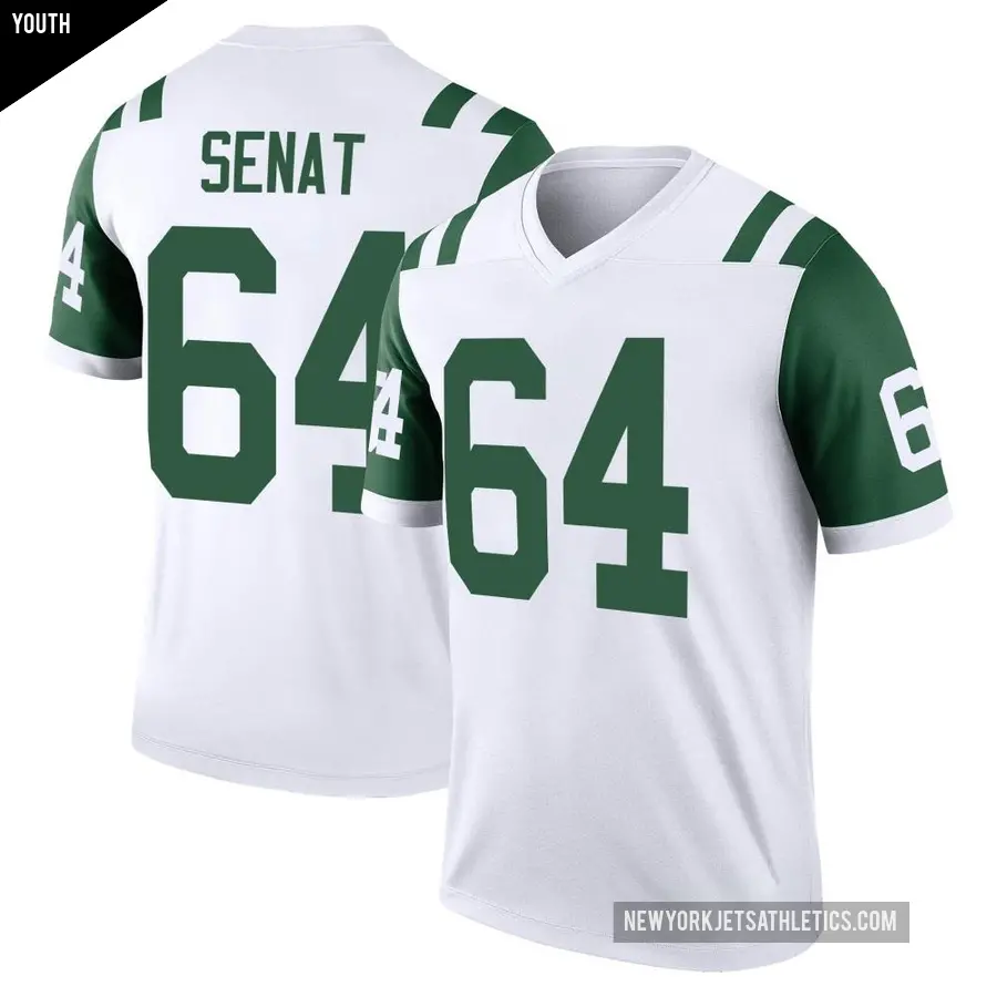 Youth New York Jets ＃64 Greg Senat White Legend Classic Alternate Jersey